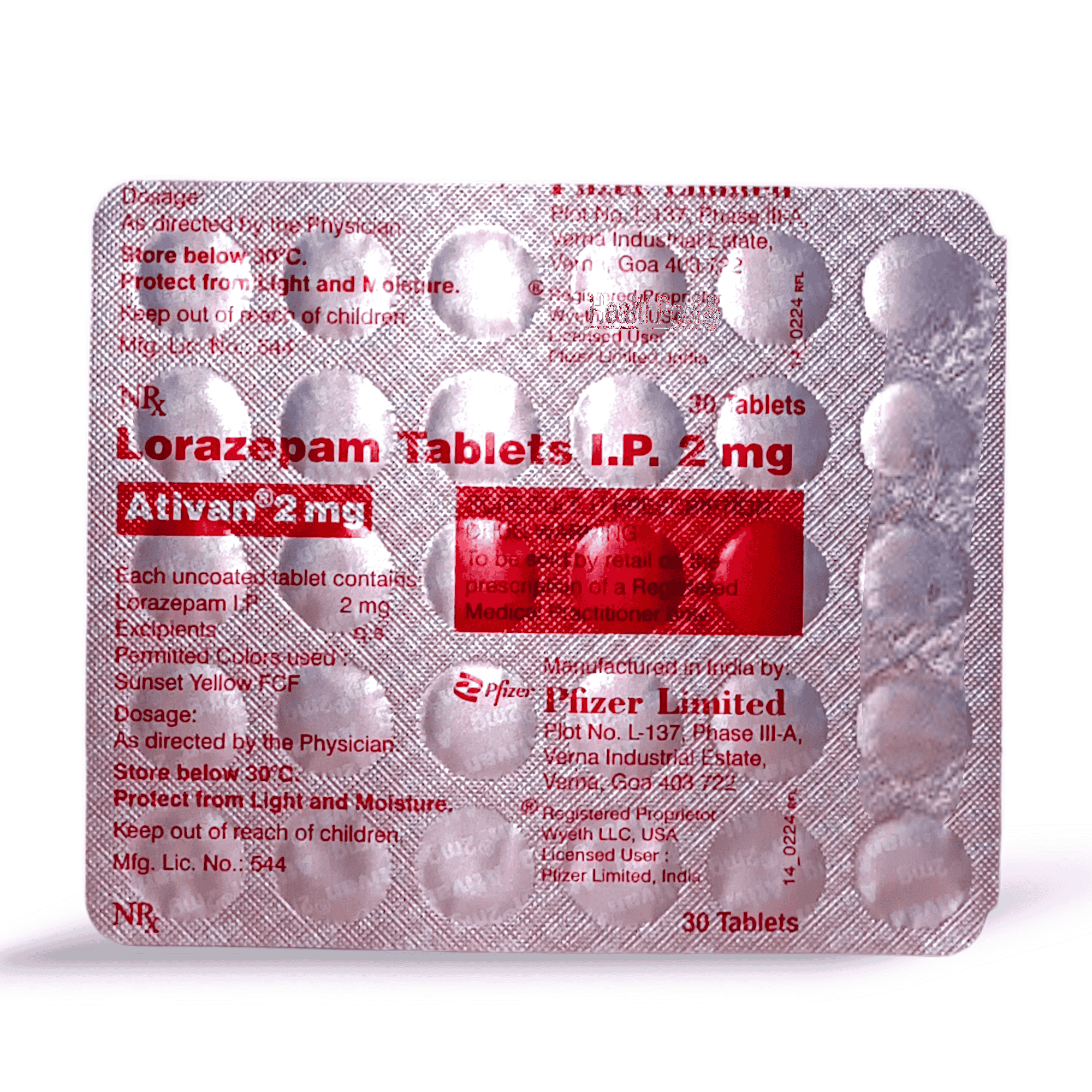Psizer Lorezapam 2mg ( 30 Pills )
